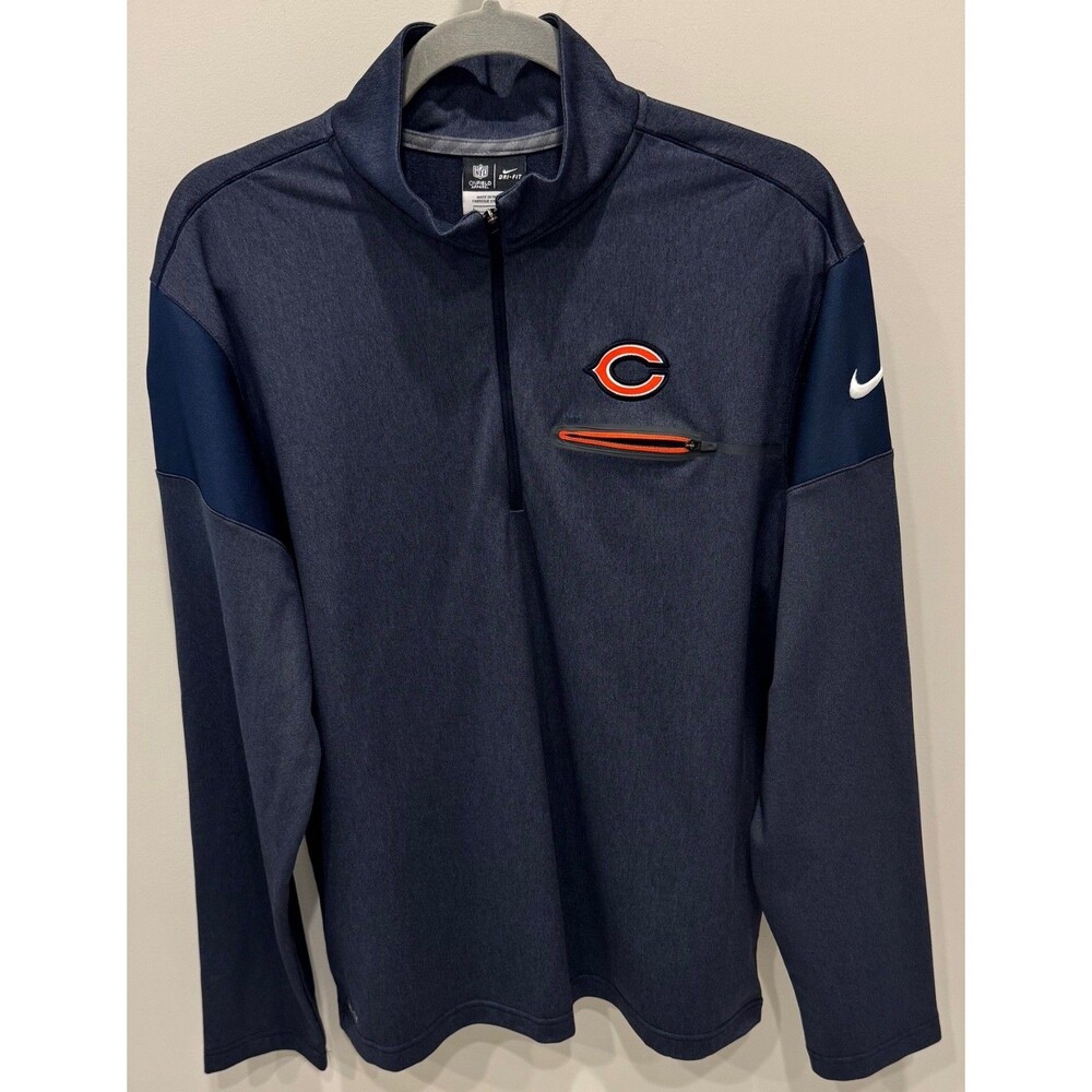 Chicago Bears - Nike Dri-Fit Onfield Apparel 1/4 Zip Pullover - Men's Large Navy